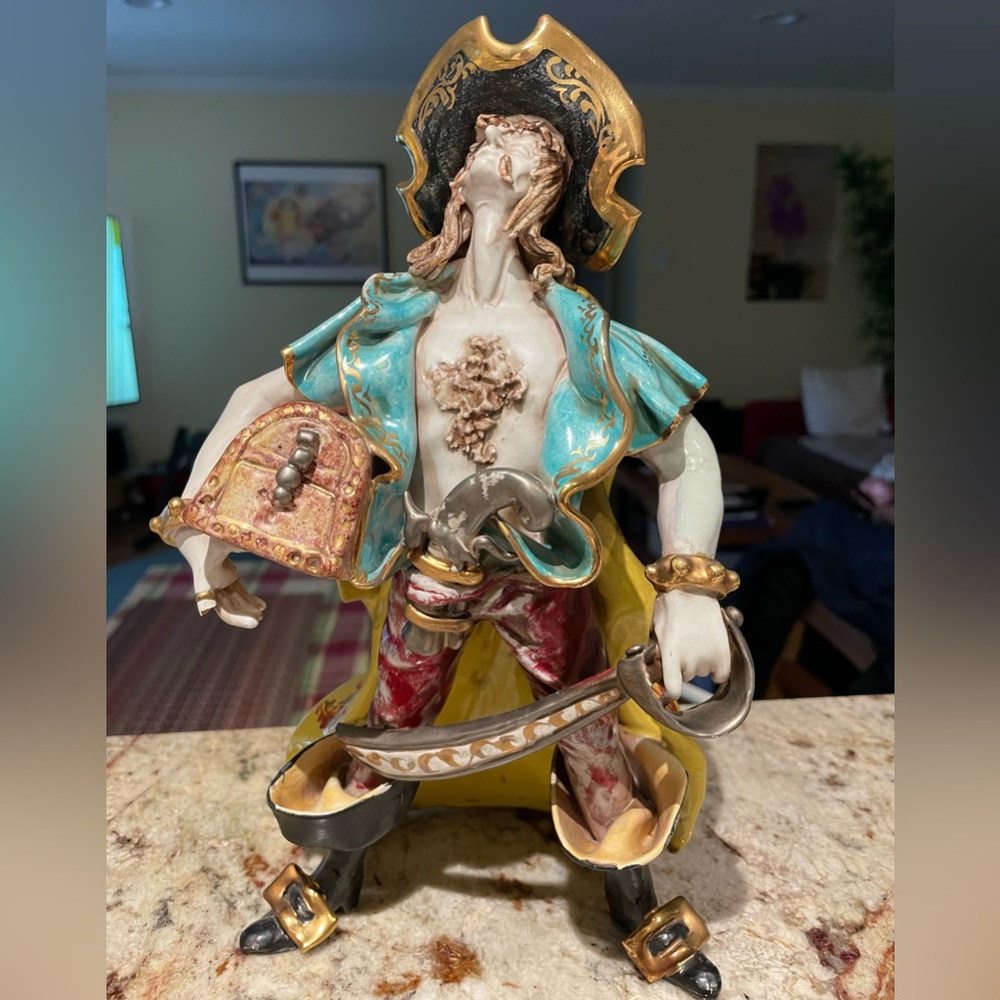 Mid-Century Capodimonte Italy Ceramic Porcelain Pirate Figures